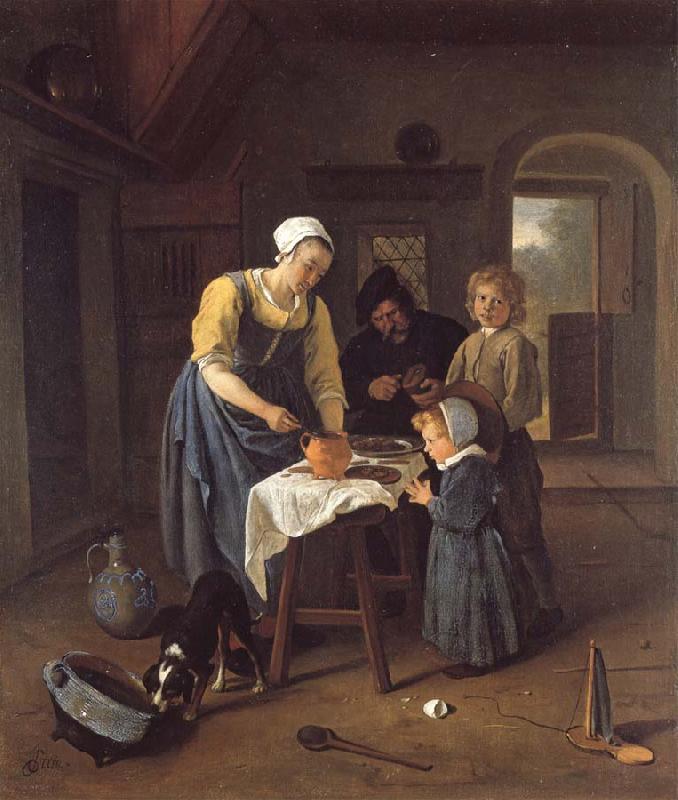 Jan Steen A Peasant Family at Mel-time oil painting picture